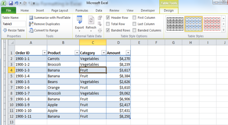 make table in excel for mac